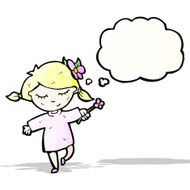 Cartoon Girl With Flower N5