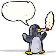 cartoon penguin smoking cigarette N3