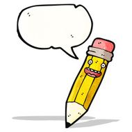 cartoon pencil with speech bubble N6