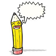 cartoon pencil with speech bubble N8