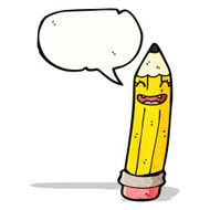 cartoon pencil with speech bubble N9