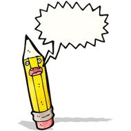 cartoon pencil with speech bubble N10