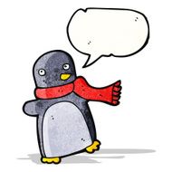 cartoon penguin wearing scarf N5