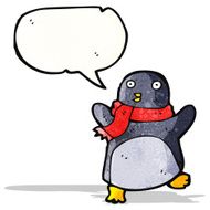cartoon penguin wearing scarf N6