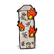 cartoon flaming tower