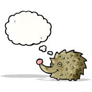 funny cartoon hedgehog with thought bubble N2