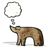 cartoon bear with thought bubble N22