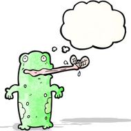 cartoon frog eating fly