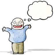 cartoon bald man with thought bubble N6