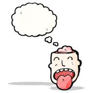 cartoon head with open brain