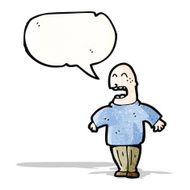 bald man talking loudly