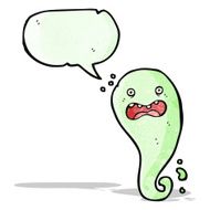 cartoon spooky ghost with speech bubble N56