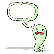 cartoon spooky ghost with speech bubble N57