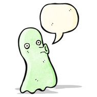 cartoon spooky ghost with speech bubble N58