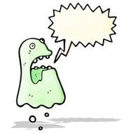 cartoon spooky ghost with speech bubble N59