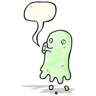 cartoon spooky ghost with speech bubble N60