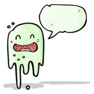 cartoon spooky ghost with speech bubble N61
