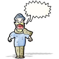 cartoon shouting man in cold weather