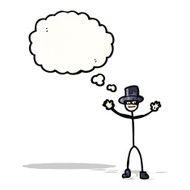 cartoon stick man symbol with top hat
