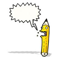 shrieking pencil cartoon character
