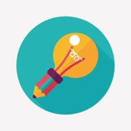 Light bulb flat icon with long shadow eps10 N41