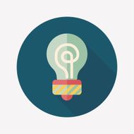 Light bulb flat icon with long shadow eps10 N47