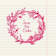 vector chalk doodle sketch of wreath N9