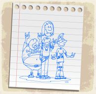 Cartoon music rock punk people illustration
