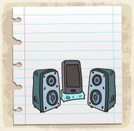 Cartoon music phone illustration