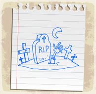 grave halloween symbol cartoon illustration N3