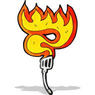 flaming hot spatula cartoon