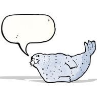 cartoon seal with speech bubble N25
