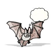 cartoon bat with thought bubble N25