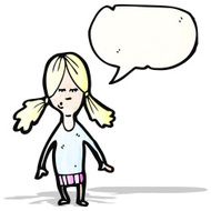 cartoon blond girl with speech bubble N2