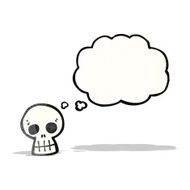 cartoon skull with thought bubble N44