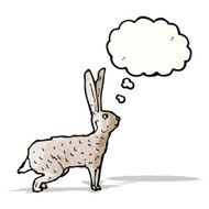 illustrated rabbit with thought bubble