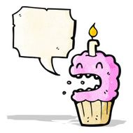 cartoon cupcake with speech bubble N17