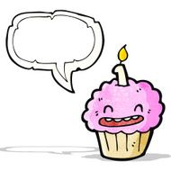 cartoon cupcake with speech bubble N19