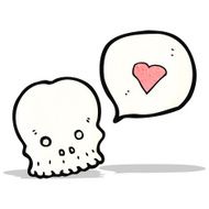 cartoon skull with love heart