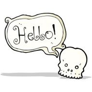 cartoon skull saying hello