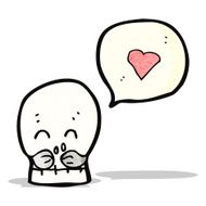 cartoon skull with love heart N2