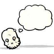 cartoon skull with thought bubble N45