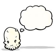 cartoon skull with thought bubble N46