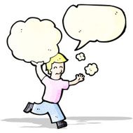 man running with cloud cartoon