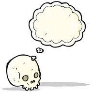 cartoon spooky skull with thought bubble N168