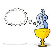 cartoon goblet with thought bubble