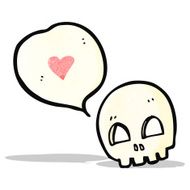 cartoon skull with love heart N3
