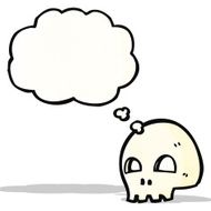 cartoon skull with thought bubble N47