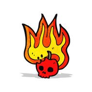 flaming apple skull cartoon