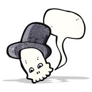 skull in top hat cartoon N6